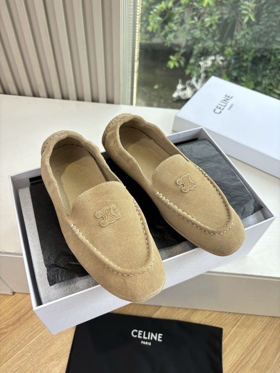 Celine Soft Suede Slip On Loafer Comfortable Work Shoes