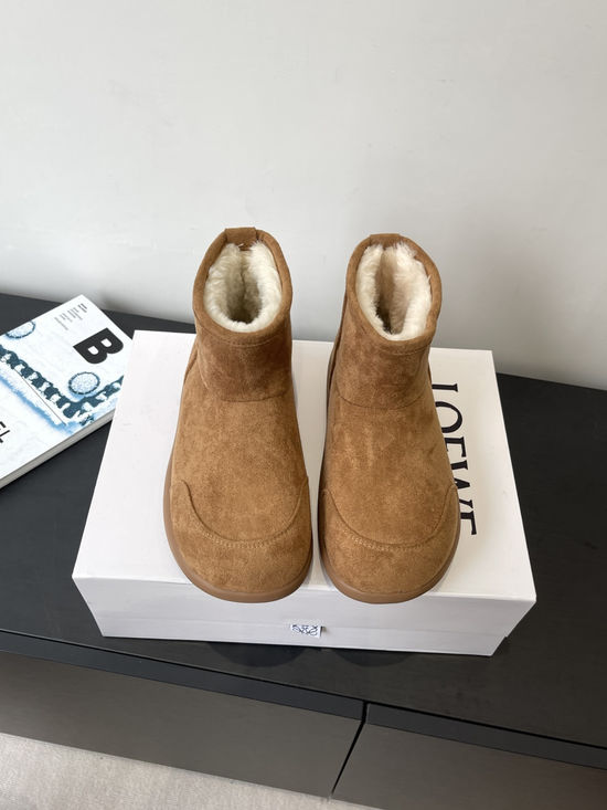 Loewe Shearling Lined Suede Winter Boots Non-slip Sole