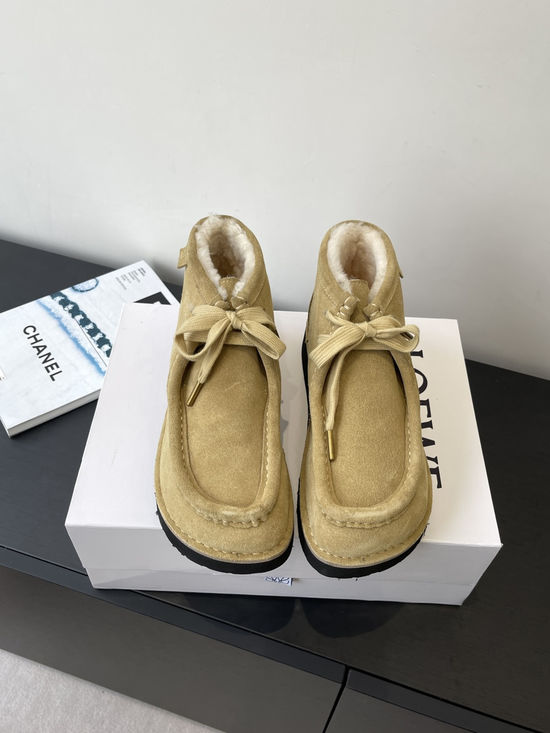 Loewe Suede Wool Lined Ankle Boots Casual Comfortable Shoes