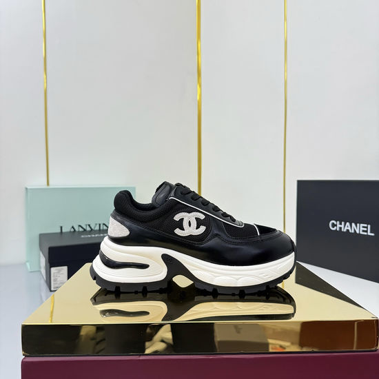 Chanel Genuine Leather Casual Sneakers In Classic Two Tone