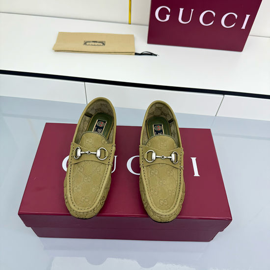 Gucci Green Suede Loafers with Silver Horsebit Accent