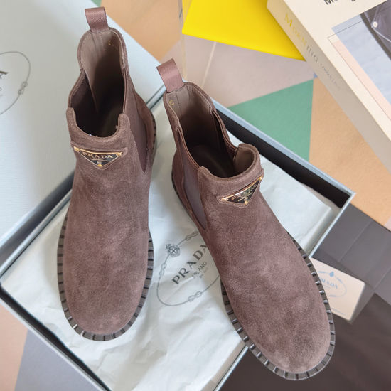 Prada Platform Chelsea Ankle Boots with Non-slip Rubber Sole