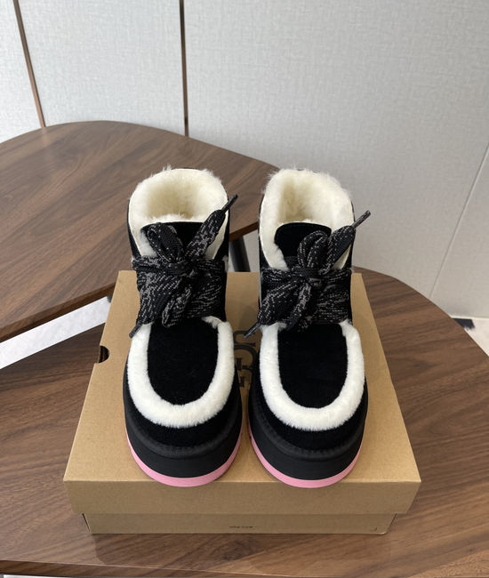 UGG Suede Faux Fur Lined Slip-On Ankle Snow Boots Black