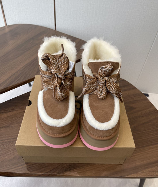 UGG Suede Fleece Lined Slip On Winter Boots Chestnut