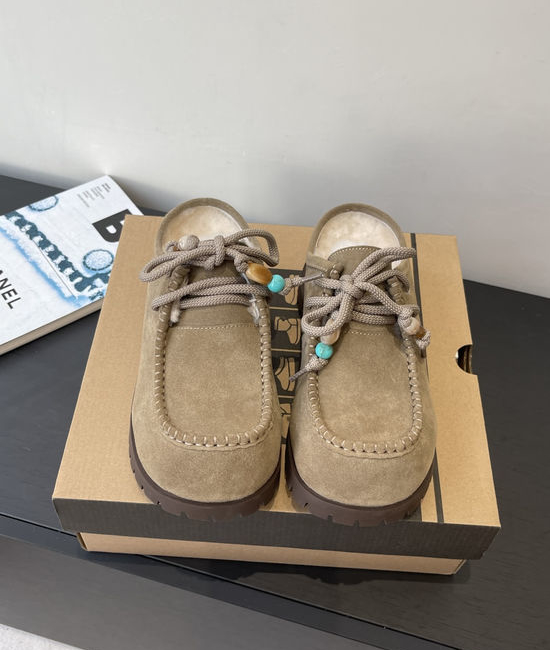 UGG Wool Lined Platform Slippers with Acrylic Buckle