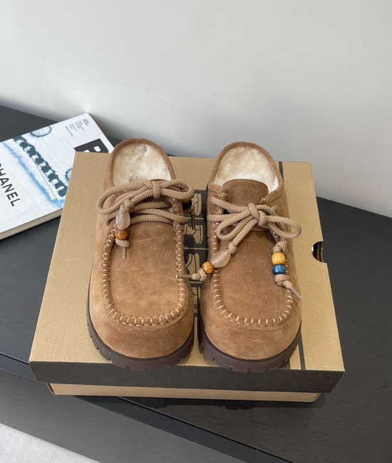 UGG Wool Lined Platform Slippers with Acrylic Buckle