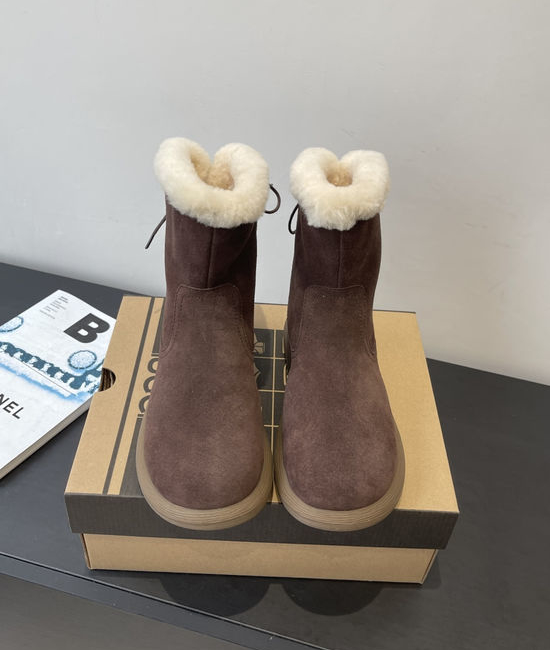 UGG Curly Lamb Fleece Lined Slip On Ankle Boots