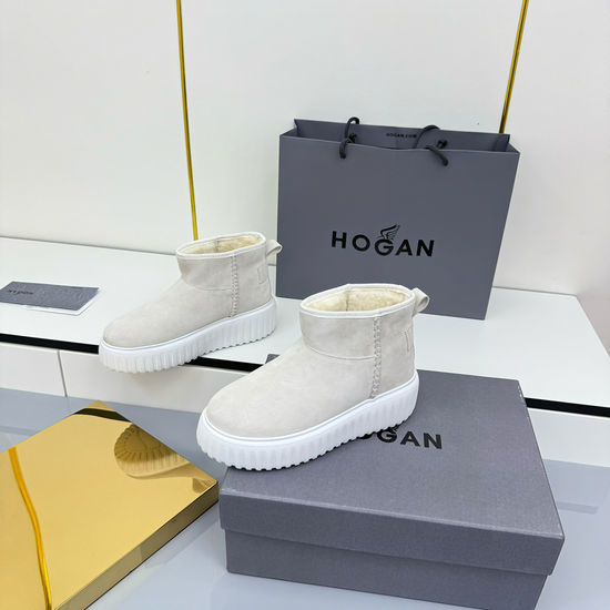 Hogan Platform Suede Ankle Boots Warm Lining Non-slip Sole