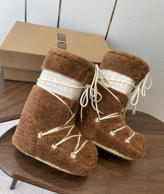 Moon Boot Curly Fur Lined Warm Non-slip Ankle Snow Boots