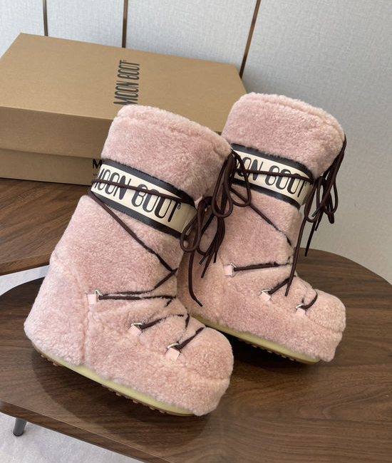 Moon Boot Curly Fur Lined Warm Non-slip Ankle Snow Boots