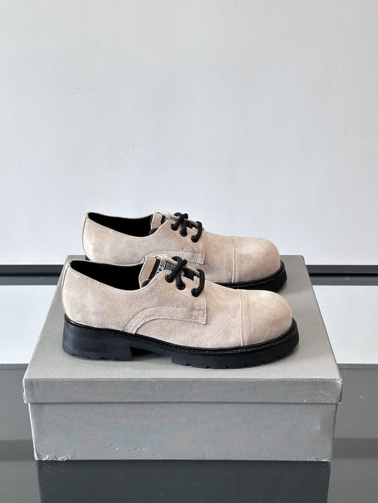 Balenciaga Genuine Leather Thick Sole Carved Detail Classic Casual Derby Shoes