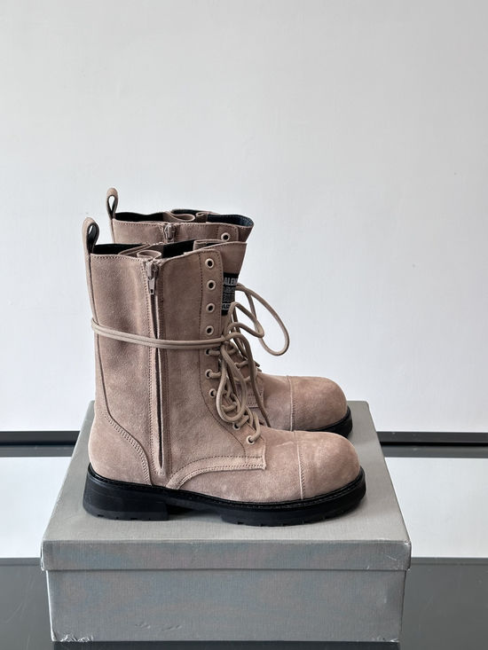 Balenciaga Genuine Leather Buckle Decor Turn-down Design Fashionable Tall Boots