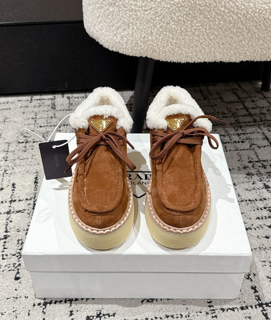 Prada Suede Platform Casual Shoes with Fleece Lining