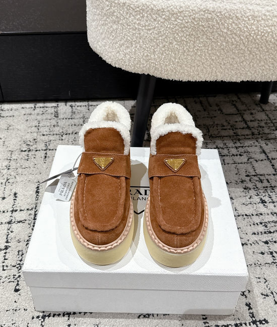Prada Suede Platform Casual Shoes with Fleece Lining