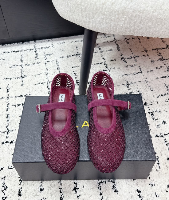 Alaia Rhinestone Mesh Mary Jane Flats Ballet Shoes