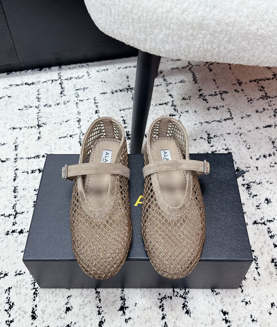 Alaia Rhinestone Mesh Mary Jane Flats Ballet Shoes