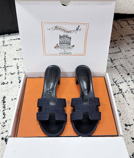 Hermes Embellished H High Heel Slide Sandals Leather Sole