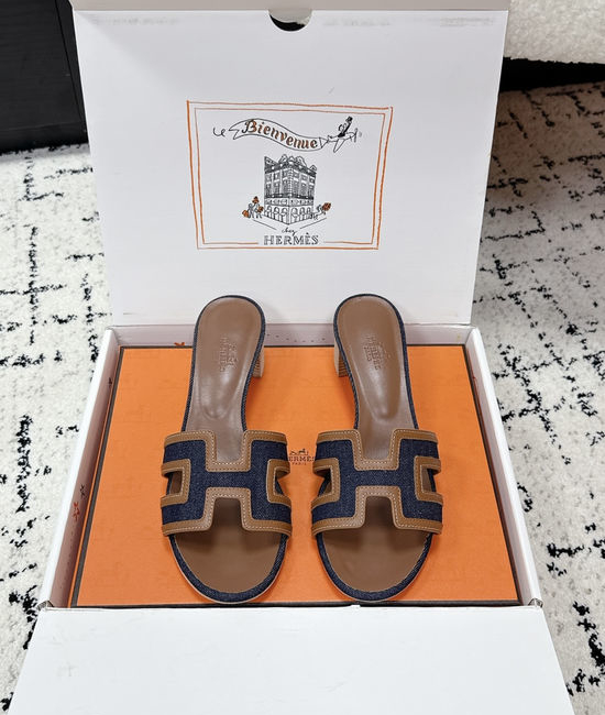 Hermes Embellished H High Heel Slide Sandals Leather Sole