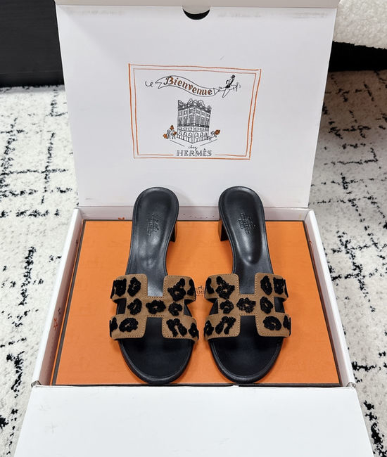 Hermes Embellished H High Heel Slide Sandals Leather Sole