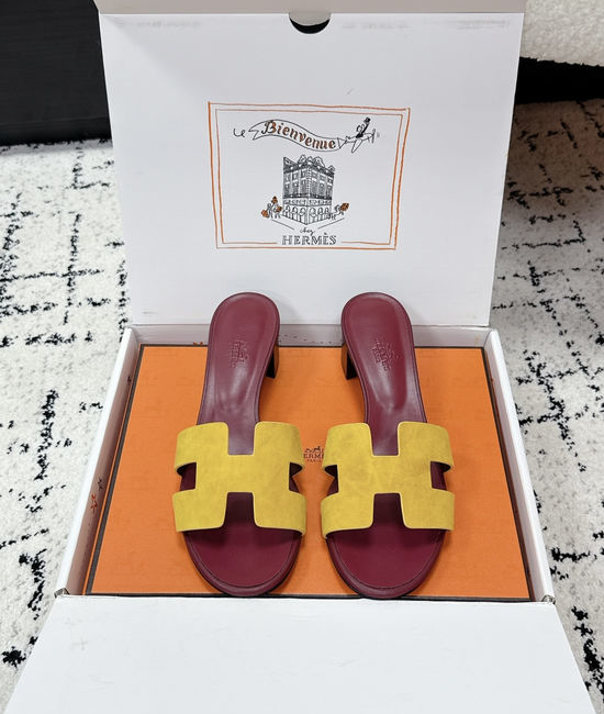 Hermes Embellished H High Heel Slide Sandals Leather Sole