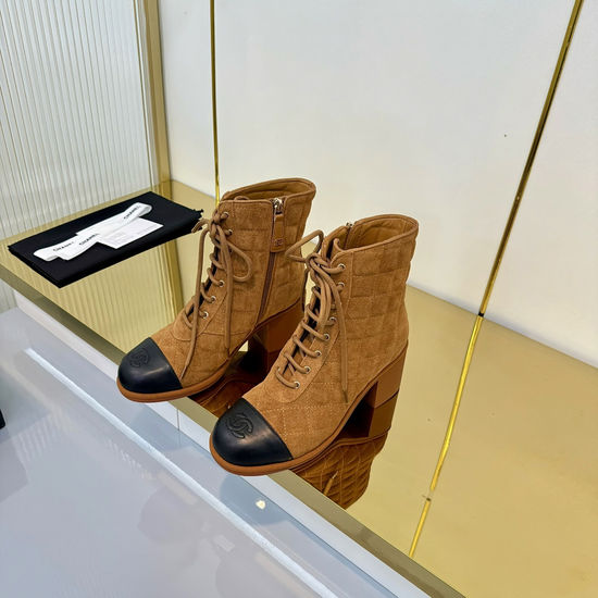 Chanel Diamond Buckle Ankle Boots with Quilted Detail