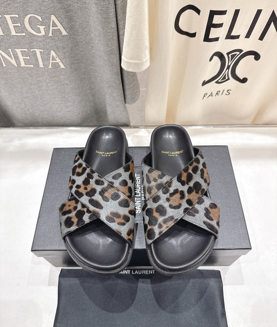 Fendi Cross Strap Slip On Sandals with Decorative Buckle
