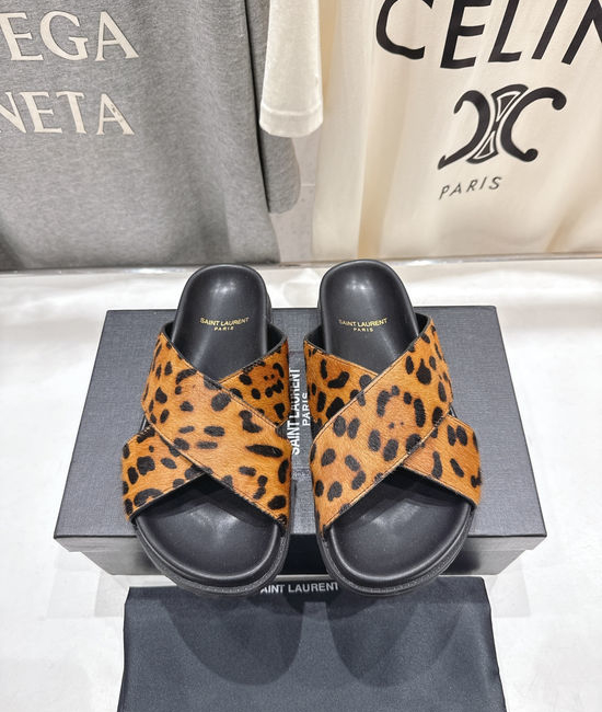 Fendi Cross Strap Slip On Sandals with Decorative Buckle
