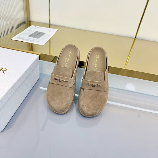 Christian Dior CD Textile Synthetic Leather Slip On Casual Slides