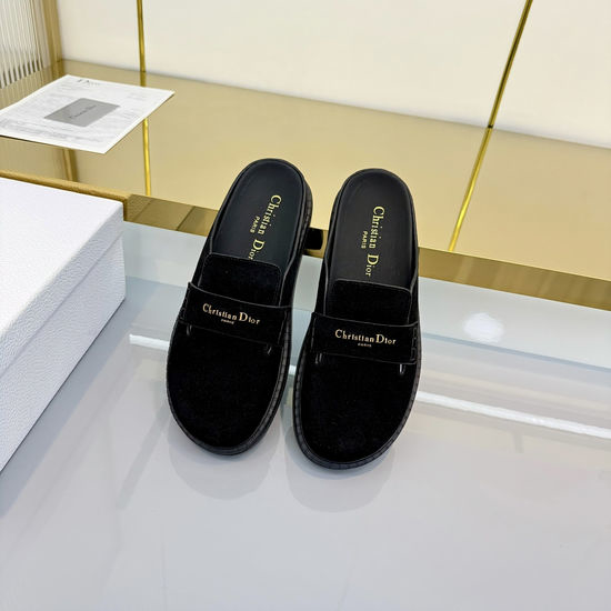 Christian Dior CD Textile Synthetic Leather Slip On Casual Slides