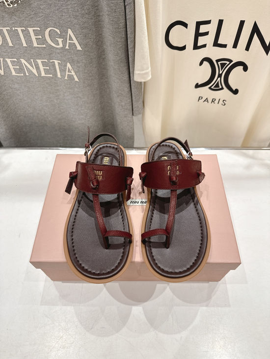 Miu Miu Minimalist Thong Sandals Comfortable Non-slip Casual Shoes
