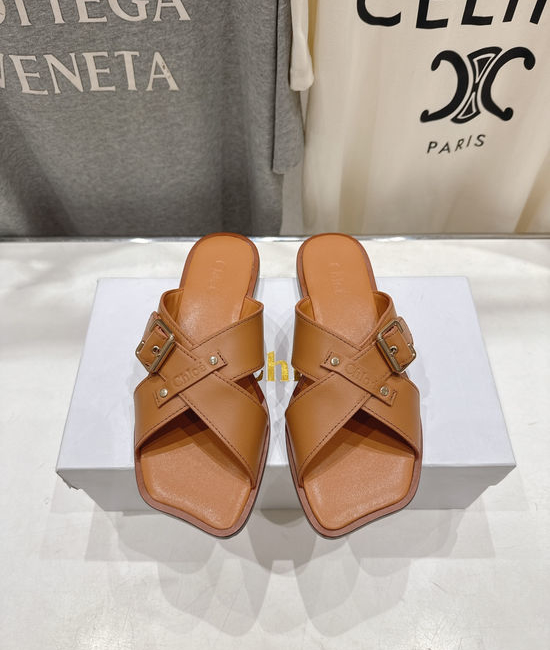 Chloe Cowhide Cross Strap Slides Soft Sheepskin Lined Leather Sole Slippers