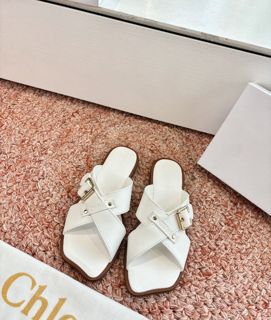 Chloe Cowhide Cross Strap Flat Slippers Soft Sheepskin Lined