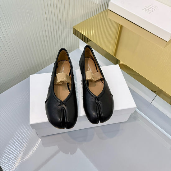 Maison Margiela Split Toe Bow Mary Jane Flats Soft Comfortable Sheepskin Shoes