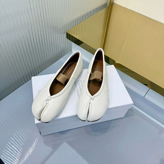 Maison Margiela Split Toe Bow Mary Jane Flats Soft Comfortable Sheepskin Shoes