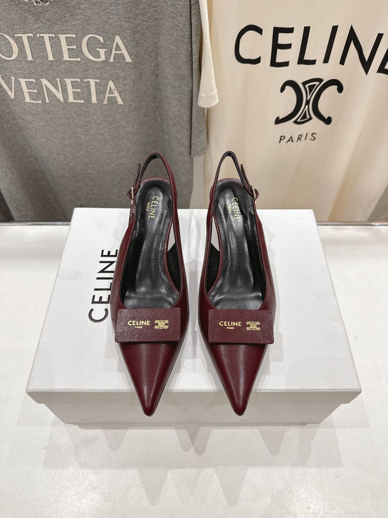 Celine Mid Heel Sheepskin Upper Comfortable Sandals