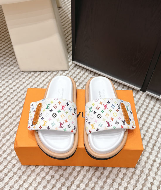 Louis Vuitton LV Cherry Pattern Canvas Slip On Slide Sandals