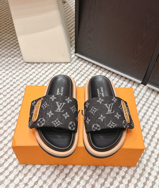 Louis Vuitton LV Cherry Pattern Canvas Slip On Slide Sandals