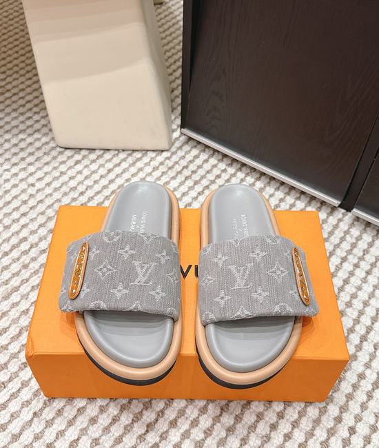 Louis Vuitton LV Cherry Pattern Canvas Slip On Slide Sandals