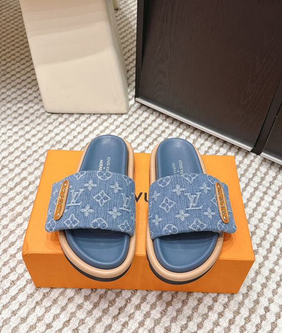 Louis Vuitton LV Cherry Pattern Canvas Slip On Slide Sandals