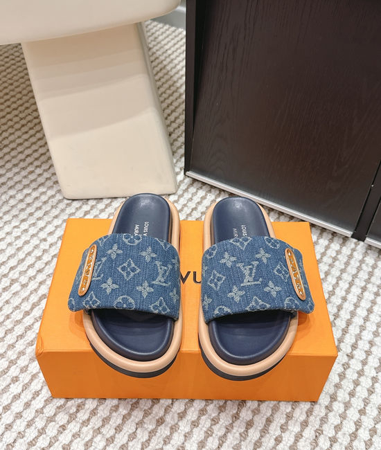 Louis Vuitton LV Cherry Pattern Canvas Slip On Slide Sandals