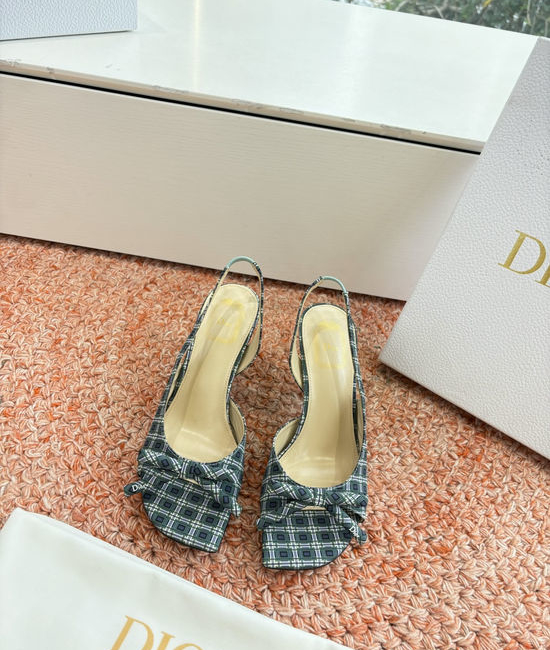 Christian Dior CD Silk High Heel Slippers with Decorative Metal Buckle