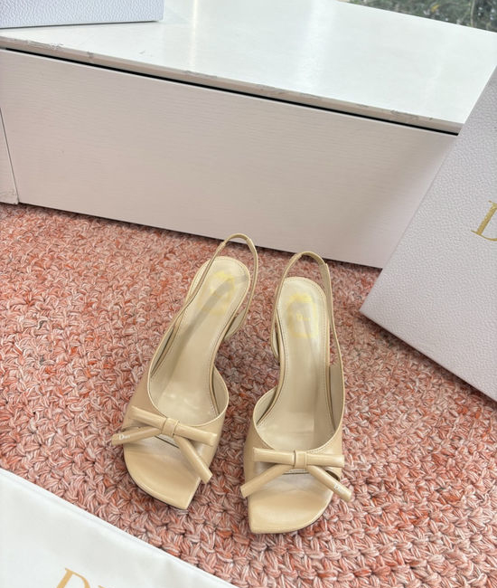 Christian Dior CD Silk High Heel Slippers with Decorative Metal Buckle
