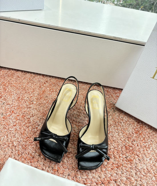 Christian Dior CD Silk High Heel Slippers with Decorative Metal Buckle