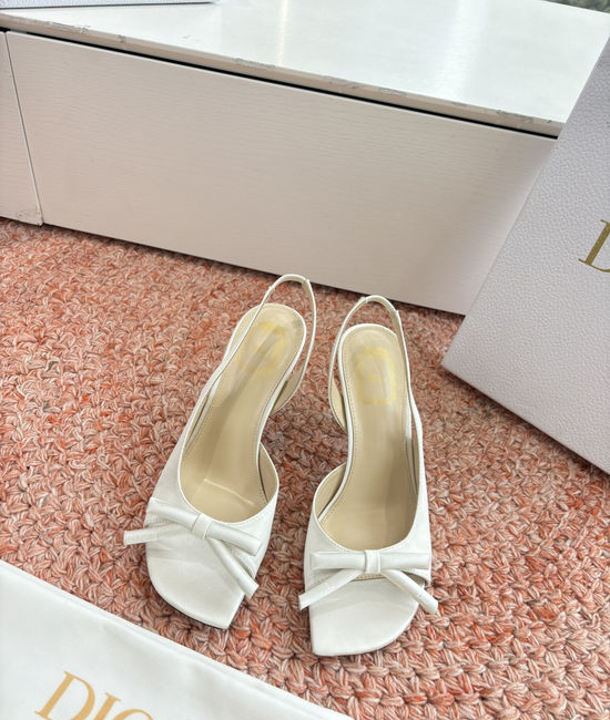 Christian Dior CD Silk High Heel Slippers with Decorative Metal Buckle