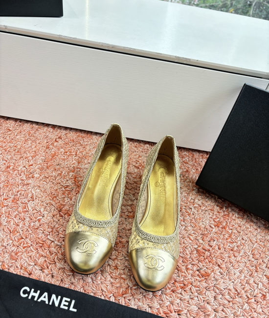 Chanel Sequin Mesh Mary Jane Flats Soft Lining
