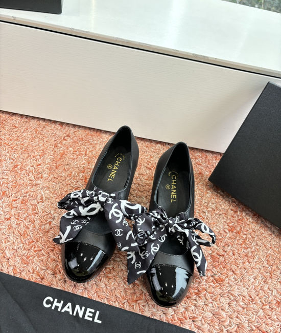 Chanel Woven Mary Jane Flats with Bow Detail