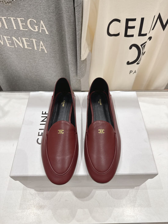 Celine Sheepskin Leather Mary Jane Loafers Comfortable Casual Flats