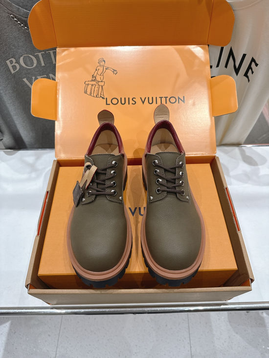 Louis Vuitton Thick Sole Lace-up Leather Casual Loafers