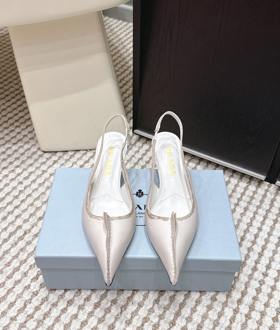 Prada Vintage Pointed-toe High-heeled Slippers with Bow Detail