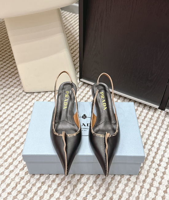 Prada Vintage Pointed-toe High-heeled Slippers with Bow Detail